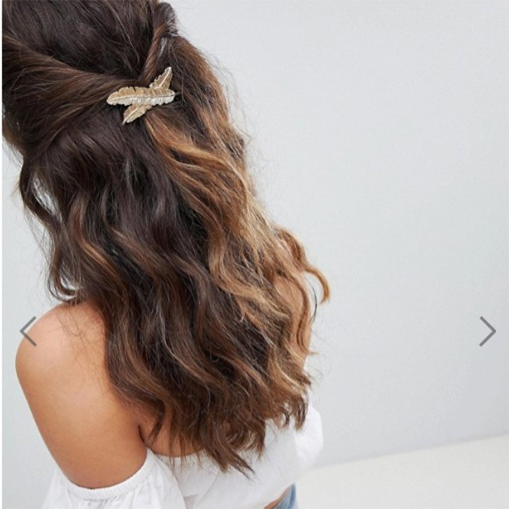 💕Last one Golden Feather Hair Clip Pin Barrette - Picture 3 of 10